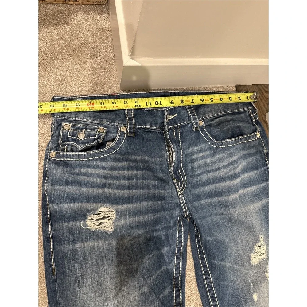 TRUE RELIGION RICKY BIG T FLAP RELAXED STRAIGHT 112790 JEANS 38 Medium Wash